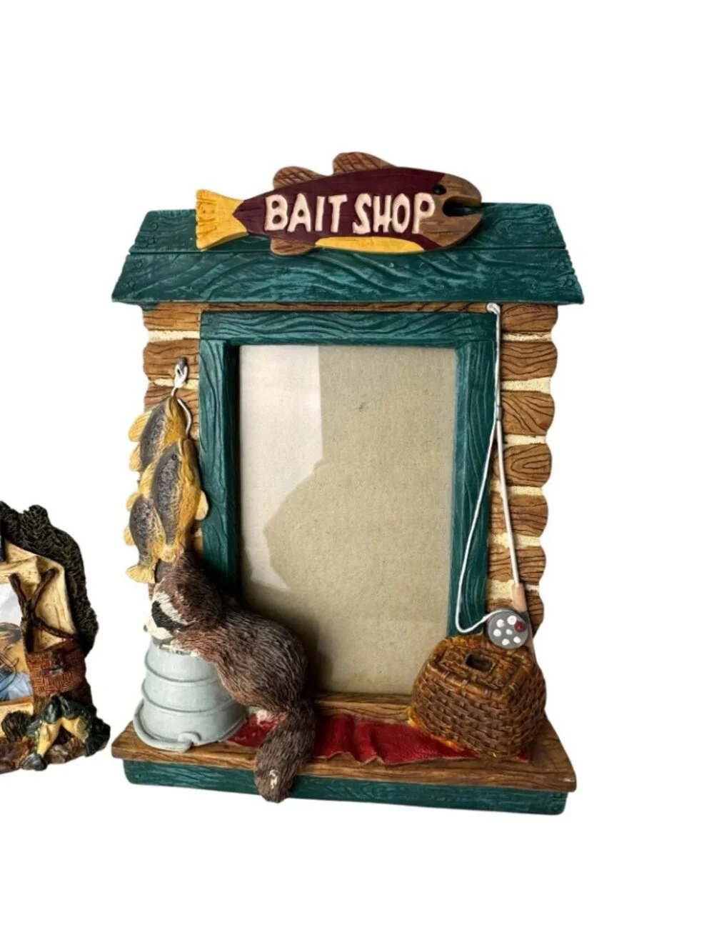 Vintage Photo Frame Set Of 2 Camping Fishing Cabin Lodge Freestanding Resin 3D